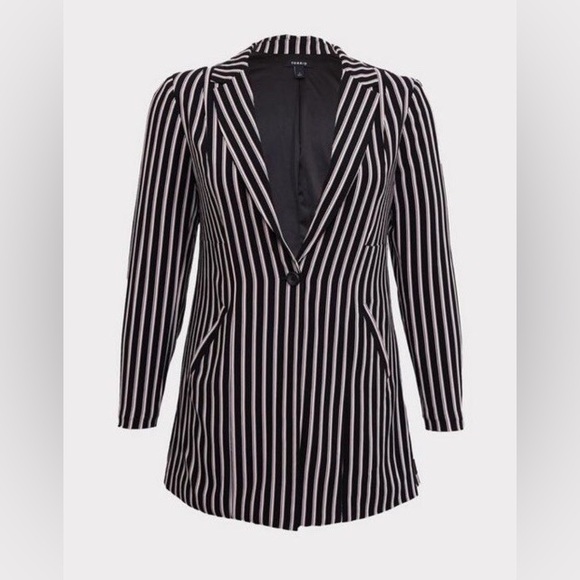 torrid Jackets & Blazers - Torrid Striped Studio Crepe Longline Blazer